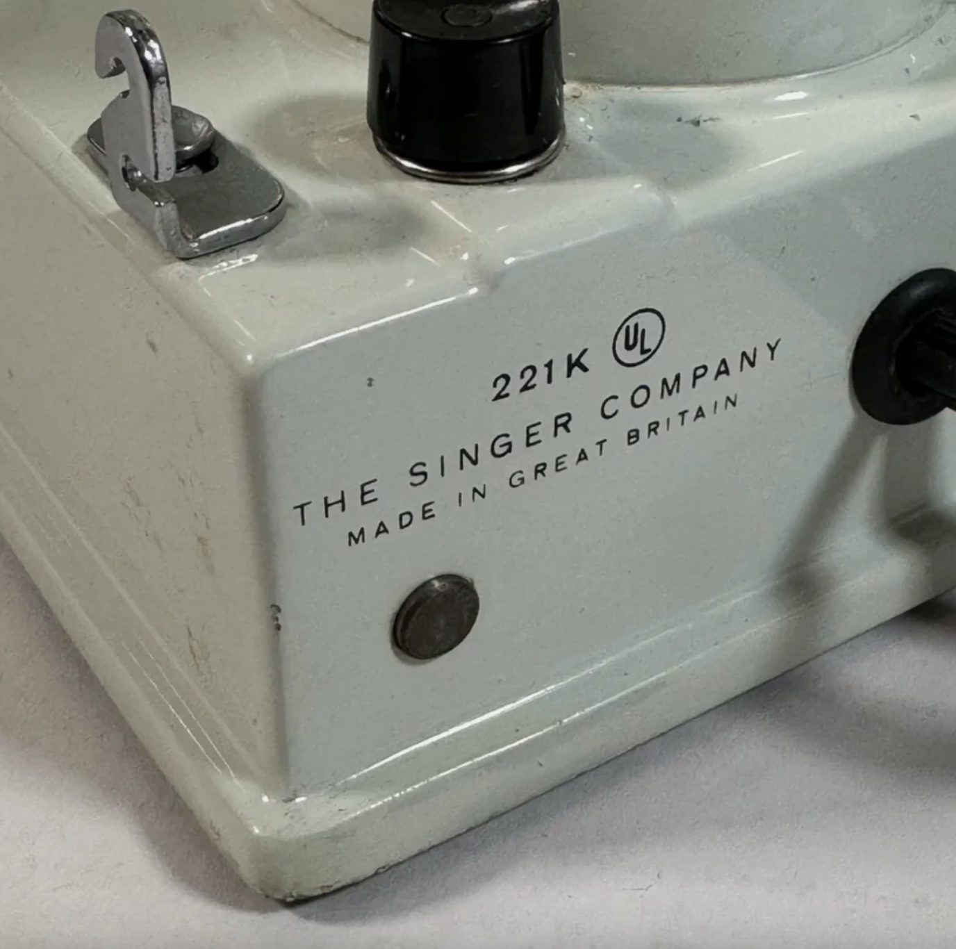 Rare 1964 White Singer 221 Featherweight – Red “S” Badge – All Original with Case & Key
