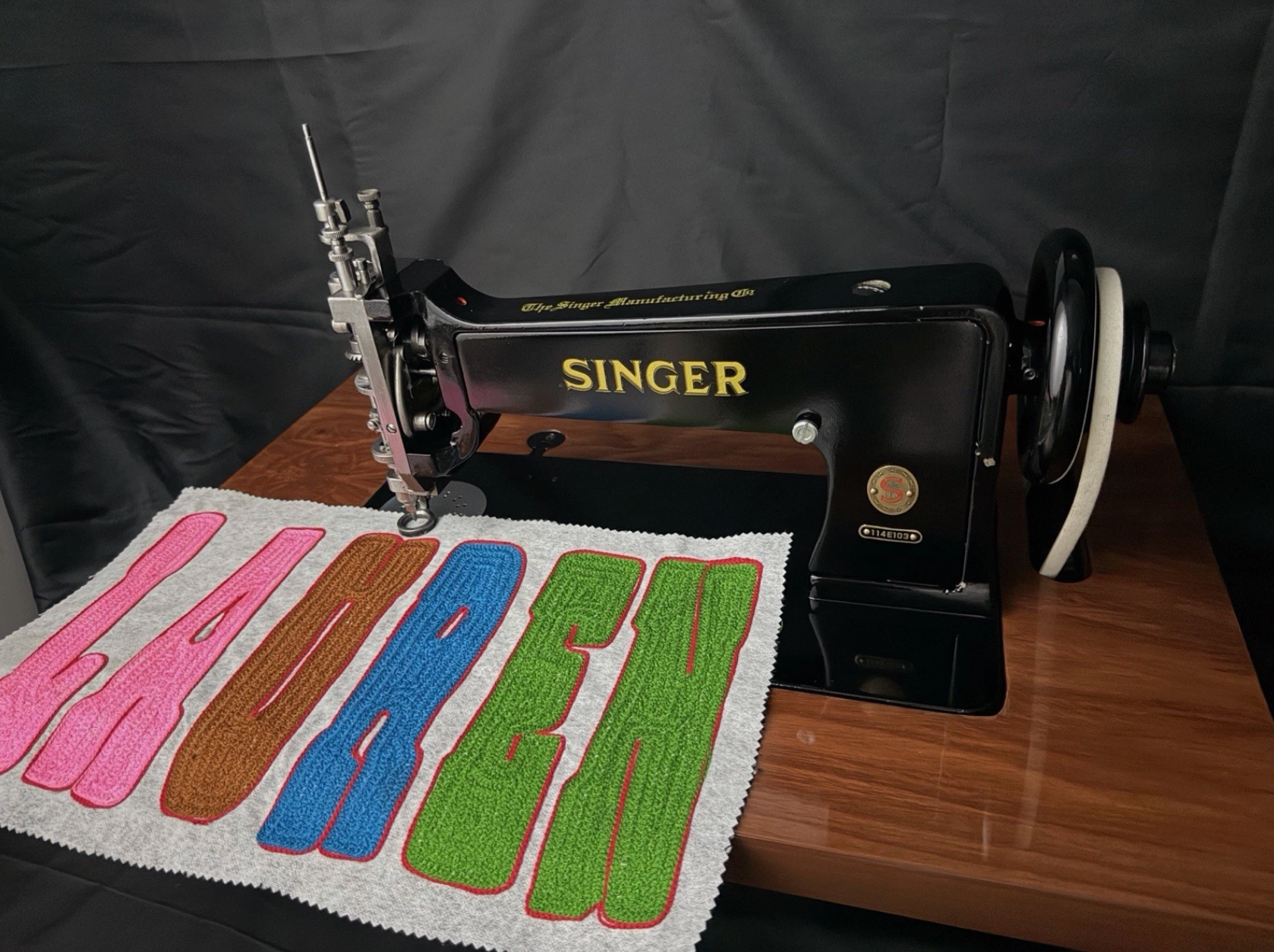 Vintage Black Singer 114E103 Chain Stitch Embroidery Machine | Fully Serviced with Custom Table, Stand & Servo Motor