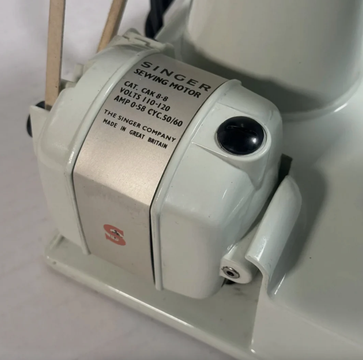 Rare 1964 White Singer 221 Featherweight – Red “S” Badge – All Original with Case & Key