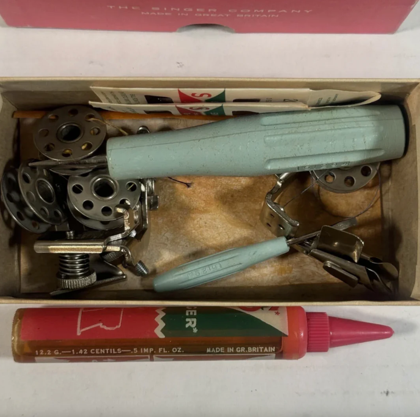 Rare 1964 White Singer 221 Featherweight – Red “S” Badge – All Original with Case & Key