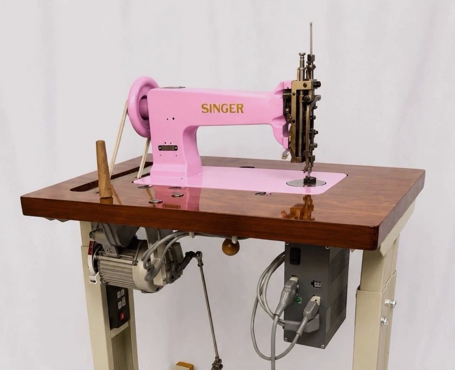 Baby Pink Singer 114E103 Chain Stitch Embroidery Machine | Fully Serviced with Custom Table, Stand & Servo Motor