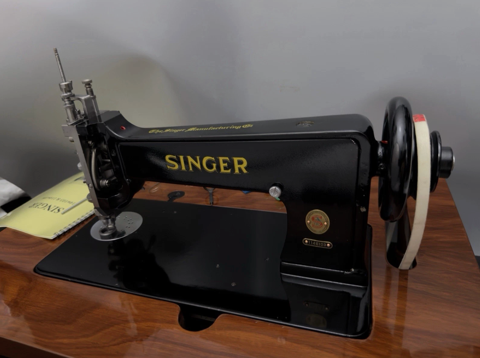 Vintage Black Singer 114E103 Chain Stitch Embroidery Machine | Fully Serviced with Custom Table, Stand & Servo Motor