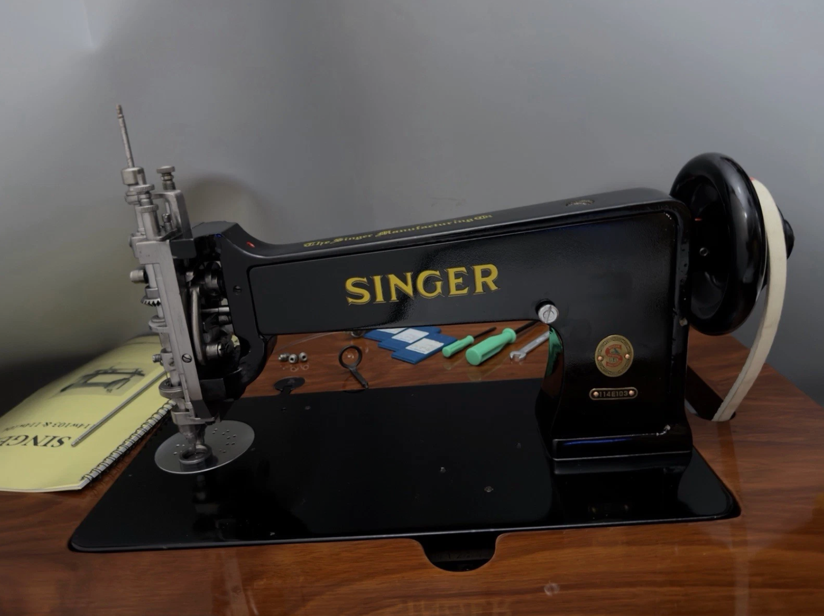 Vintage Black Singer 114E103 Chain Stitch Embroidery Machine | Fully Serviced with Custom Table, Stand & Servo Motor