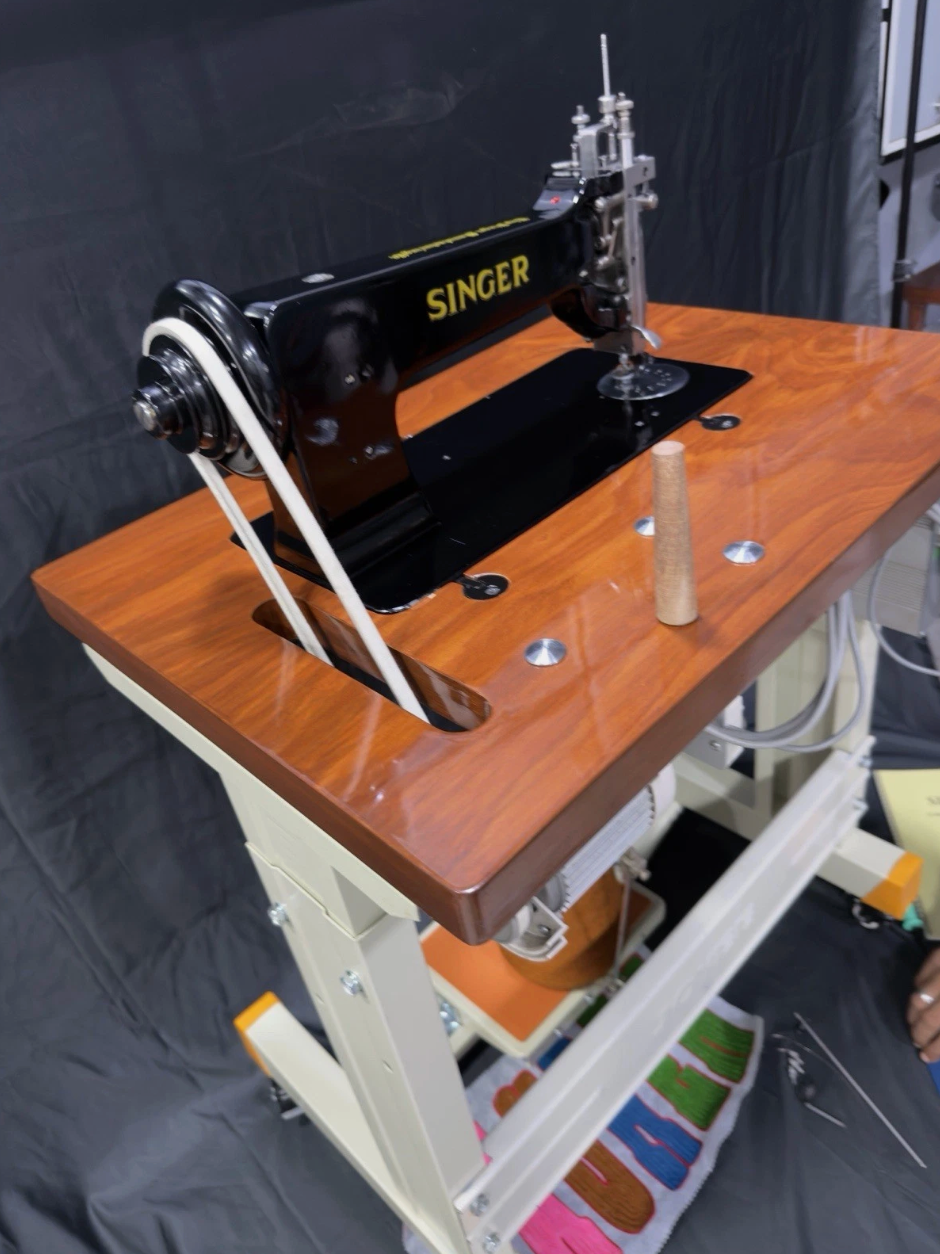 Vintage Black Singer 114E103 Chain Stitch Embroidery Machine | Fully Serviced with Custom Table, Stand & Servo Motor