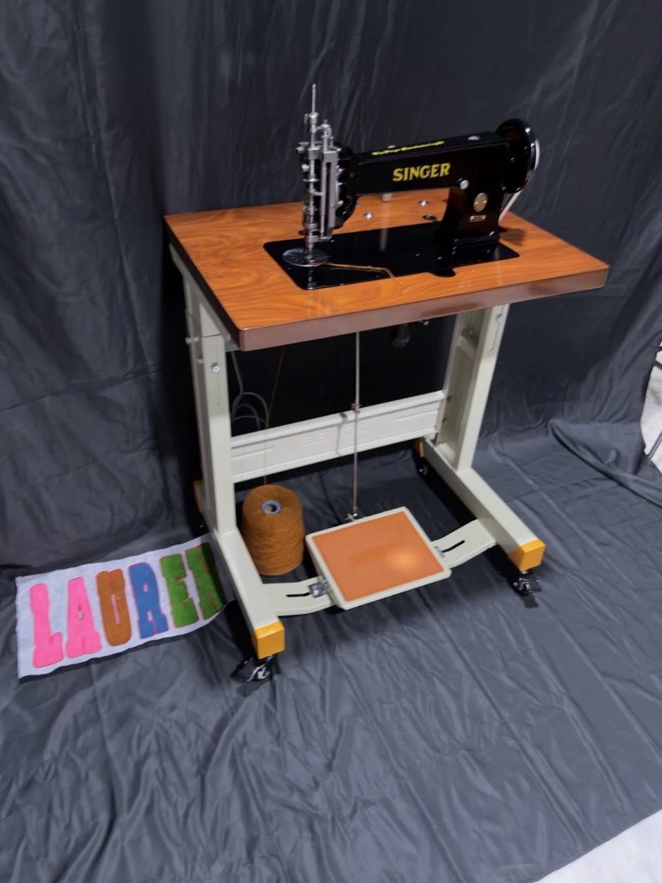 Vintage Black Singer 114E103 Chain Stitch Embroidery Machine | Fully Serviced with Custom Table, Stand & Servo Motor